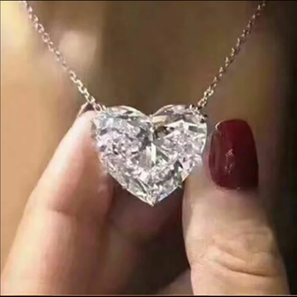 New925 Silver beautiful Big Heart Diamond Necklace